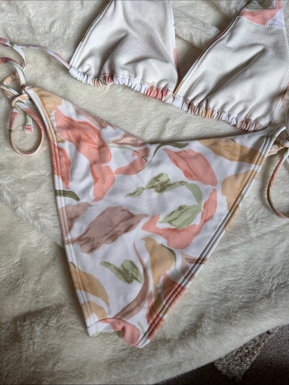 Abercrombie & Fitch Pink White Floral Side Tie Multiway Bikini Matching Set - Picture 5 of 7